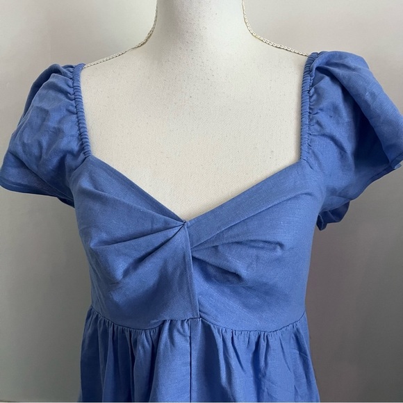 LA Relaxed • NWT Blue Tie Back Short Sleeve Dress - Picture 2 of 6